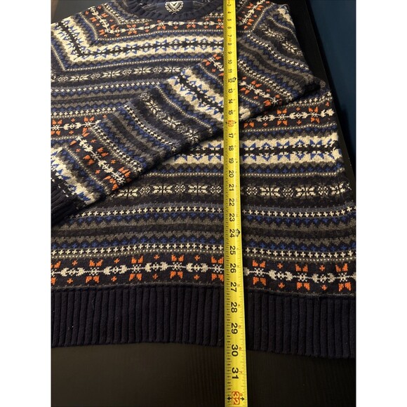 American Eagle Mens Blue Fair Isle Nordic Sweater XL Vintage Preppy Cabincore - Picture 8 of 8